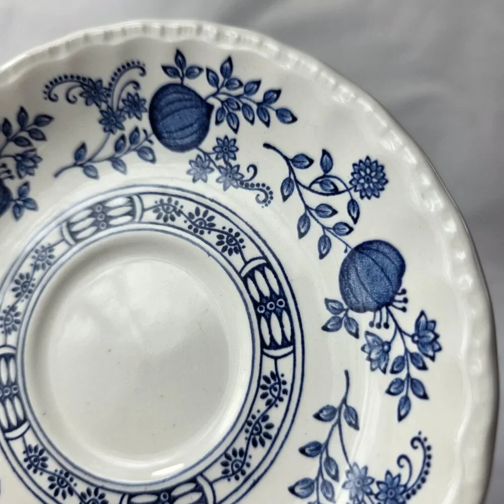 Wedgwood Blue Heritage Cup and Saucers (1 Cup 2 Saucers) White Blue Onion Design